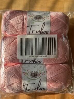 Lion Brand Truboo Pink Yarn - Soft Cotton Viscose Blend (3-Pack)